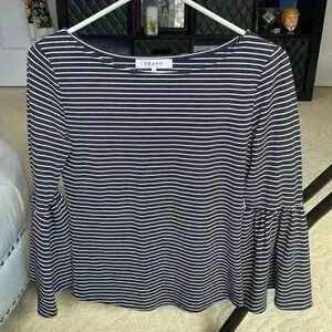 FRAME  blue striped Bell Sleeved Top medium